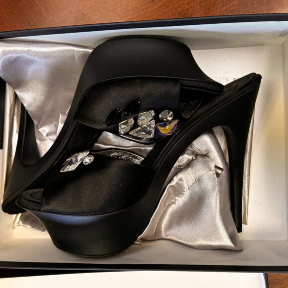 Sparkling Giuseppe Zanotti Dea Jeweled Satin Platform Mules EU 40 NIB - Picture 8 of 11